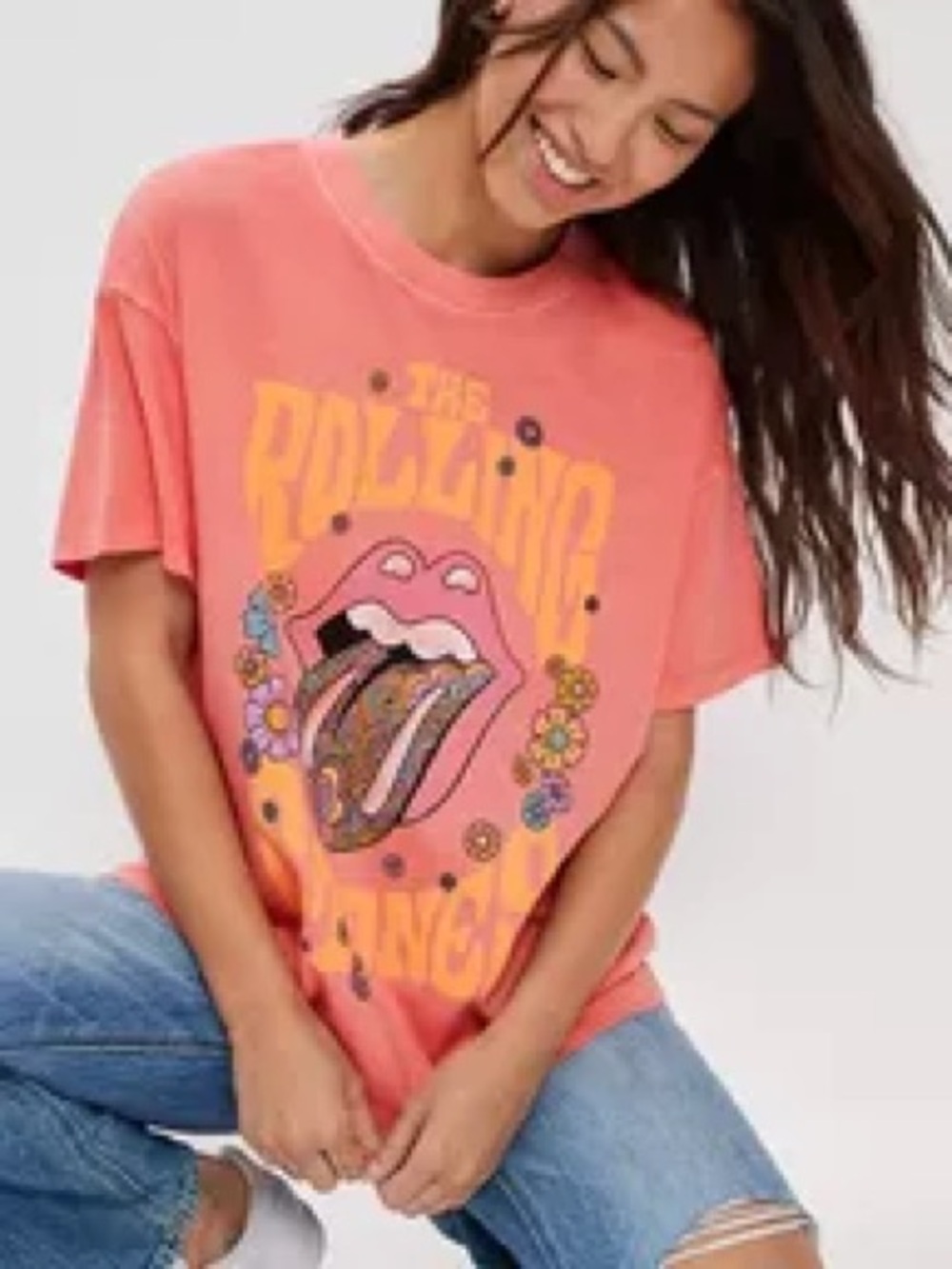 American Eagle "AE Band Tee" Rolling Stones Oversized Graphic T-Shirt L/XL